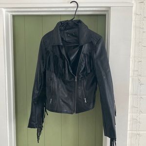 Pleather fringe jacket